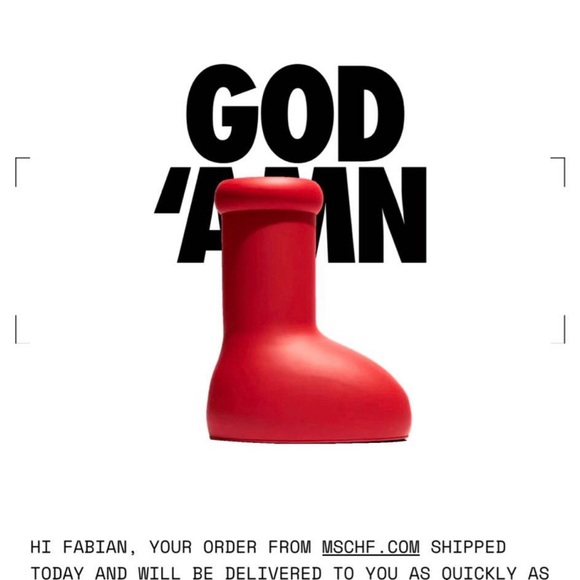 MSCHF BIG RED BOOTS size 10 - Picture 6 of 6